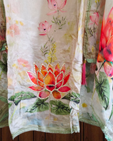 Glass Organza Digital Print Unstitched Suit with Embroidery & Tassel Dupatta